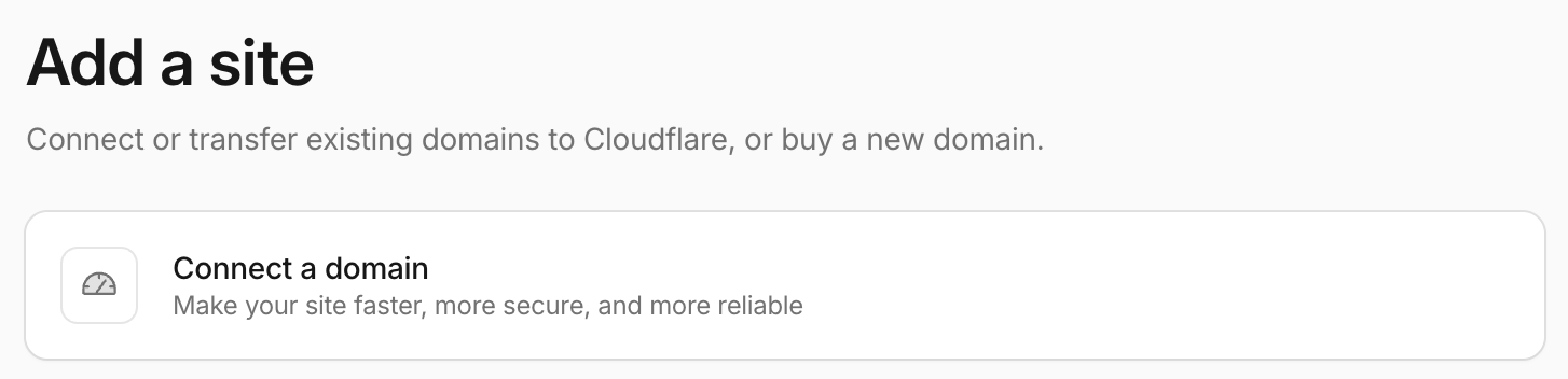 Tela Add a site no Cloudflare